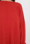 Czerwony Sweter o Luźnym Fasonie z Rękawami Typu Nietoperz Poxure