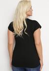 Czarny Bawełniany T-shirt z Metalicznym Nadrukiem Lapur