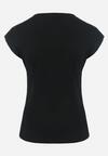 Czarny Bawełniany T-shirt z Metalicznym Nadrukiem Lapur