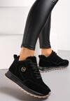 Czarne Sneakersy na Platformie z Futerkiem Egiapia