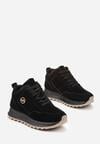 Czarne Sneakersy na Platformie z Futerkiem Egiapia