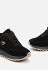 Czarne Sneakersy na Platformie z Futerkiem Egiapia
