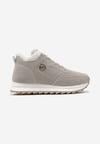 Szare Sneakersy na Platformie z Futerkiem Egiapia