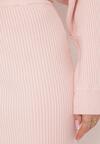 Różowa Dzianinowa Spódnica Midi Tauki
