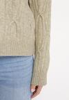 Jasnozielony Klasyczny Sweter w Ozdobny Splot Mulls
