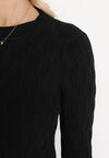 Czarny Klasyczny Sweter z Tłoczonym Zdobieniem Nainea