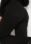 Czarne Szerokie Spodnie z Wysokim Stanem Ushana