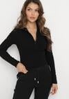 Czarna Bluzka z Suwakiem i Pólgolfem Aponea