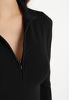 Czarna Bluzka z Suwakiem i Pólgolfem Aponea