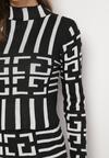 Czarno-Biały 2-częściowy Komplet ze Swetrem i Spódnicą Enomessa