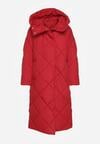 Czerwona Kurtka Płaszcz z Geometrycznym Pikowaniem Johnatta