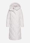 Biała Kurtka Płaszcz z Geometrycznym Pikowaniem Johnatta