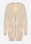 Jasnobeżowy Puszysty Kardigan Niezapinany Heliture