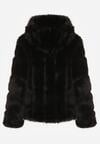 Czarna Futrzana Kurtka z Kapturem Daviella