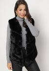 Czarna Futrzana Kamizelka z Wstawkami Sasireka