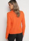 Pomarańczowy Sweter z Golfem i Elastycznej Dzianiny Vuzzema