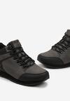 Szare Sznurowane Botki Sneakersy Ocieplane Barankiem Elorin
