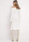 Biała Sweterkowa Sukienka Midi Ocordela