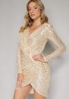 Złota Kopertowa Sukienka Mini w Cekiny Ipunttia