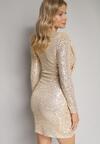 Złota Kopertowa Sukienka Mini w Cekiny Ipunttia