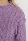 Fioletowy Sweter z Kaszmirem i Warkoczowym Splotem Junivesa