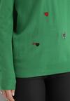 Zielony Sweter z Kaszmirem i Naszywkami w Serca Juviena