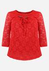 Czerwona Bluzka z Koronkowej Tkaniny z Ozdobnymi Koralikami Anare