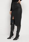 Czarna Ołówkowa Spódnica z Imitacji Skóry Finarwen