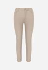 Beżowe Spodnie Skinny z Ekoskóry o Fasonie Push Up Nanseni