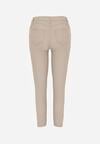 Beżowe Spodnie Skinny z Ekoskóry o Fasonie Push Up Nanseni