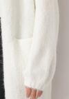 Biały Kardigan z Wełną o Fasonie Oversize Zarelia