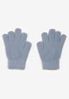 Niebieskie Klasyczne Rękawiczki Pięciopalczaste z Ciepłej Dzianiny Tralinne