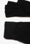 Czarne Rękawiczki Bez Palców z Dzianiny o Długim Włosiu Iraline