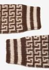 Brązowe Rękawiczki z Wełną z Odkrytymi Palcami i Mozaikowym Wzorem Sosline