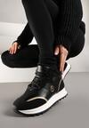 Czarne Ocieplane Sneakersy na Platformie z Protektorem Solina