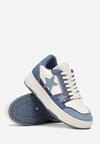 Niebieskie Sneakersy  na Grubej Podeszwie z Jeansowymi Wstawkami i Gwiazdkami Silvora