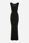 Czarno-Srebrna Sukienka Maxi w Cekiny na Grubych Ramiączkach Amarilla