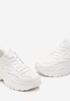 Białe Sneakersy przed Kostkę na Grubej Podeszwie Wylara