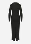 Czarna Dopasowana Sukienka Maxi z Długim Rękawem Esmeria