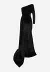 Czarna Asymetryczna Sukienka Maxi na Jedno Ramie Wistel