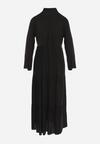 Czarna Rozkloszowana Sukienka Maxi z Bawełny w Koszulowym Stylu Onecca