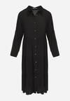 Czarna Koszulowa Bawełniana Sukienka o Rozkloszowanym Fasonie z Guzikami Tubia
