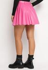 Różowa Plisowana Mini Spódnica z Paskiem z Klamrą Isabellika