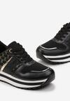 Czarne Sznurowane Sneakersy na Piankowej Podeszwie z Błyszczącymi Wstawkami Telise