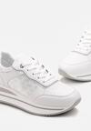 Białe Brokatowe Sneakersy na Platformie Filena