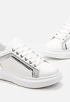 Białe Sneakersy na Platformie z Metalicznymi Wstawkami Tilene