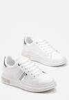 Białe Sznurowane Sneakersy z Ekoskóry Ozdobione Cyrkoniami Aloulie