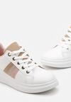 Biało-Beżowe Sneakersy z Przeszyciami Lisene