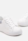 Biało-Niebieskie Sznurowane Sneakersy o Klasycznym Fasonie na Grubej Podeszwie Cataria