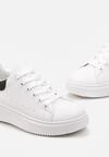 Biało-Czarne Sznurowane Sneakersy o Klasycznym Fasonie na Grubej Podeszwie Cataria